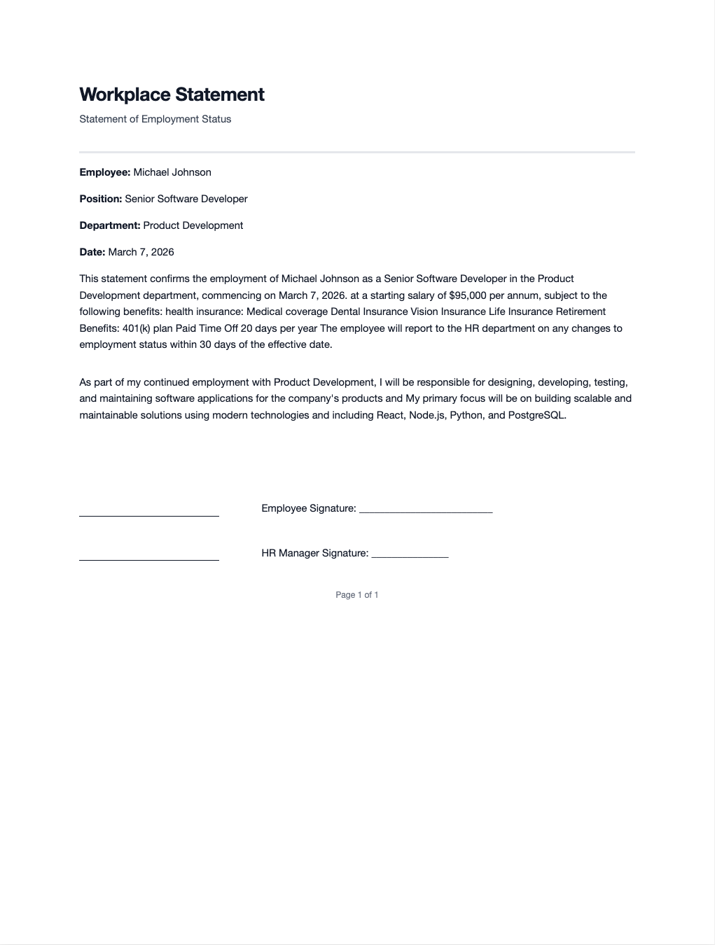 Modern minimalist workplace statement